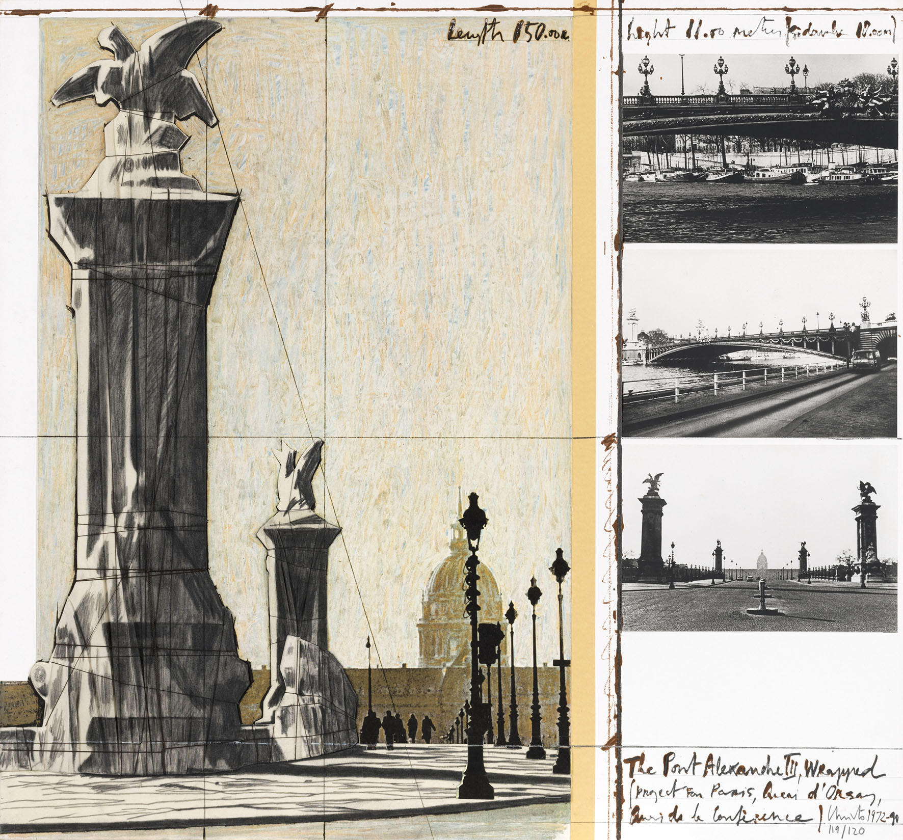 梱包されたアレキサンドルIII世橋、パリのためのプロジェクト、1972－90